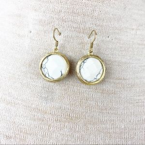 Marble & Gold Faceted Dangle Drop Earrings